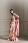 Chic Majesty: Embellished Pink Cape Set