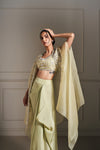 Magical Light Green Hand Embellished Cape Set