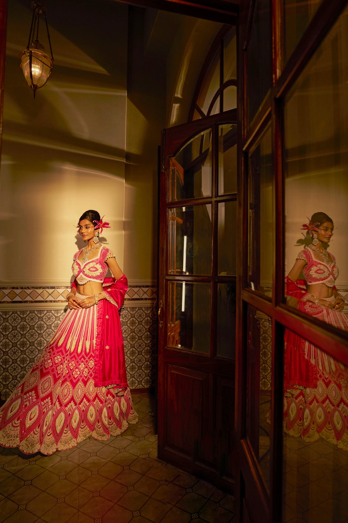 Fuchsia Pink Shadow Work Lehenga Set
