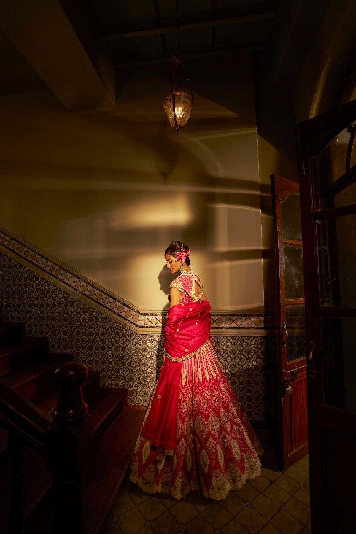 Fuchsia Pink Shadow Work Lehenga Set