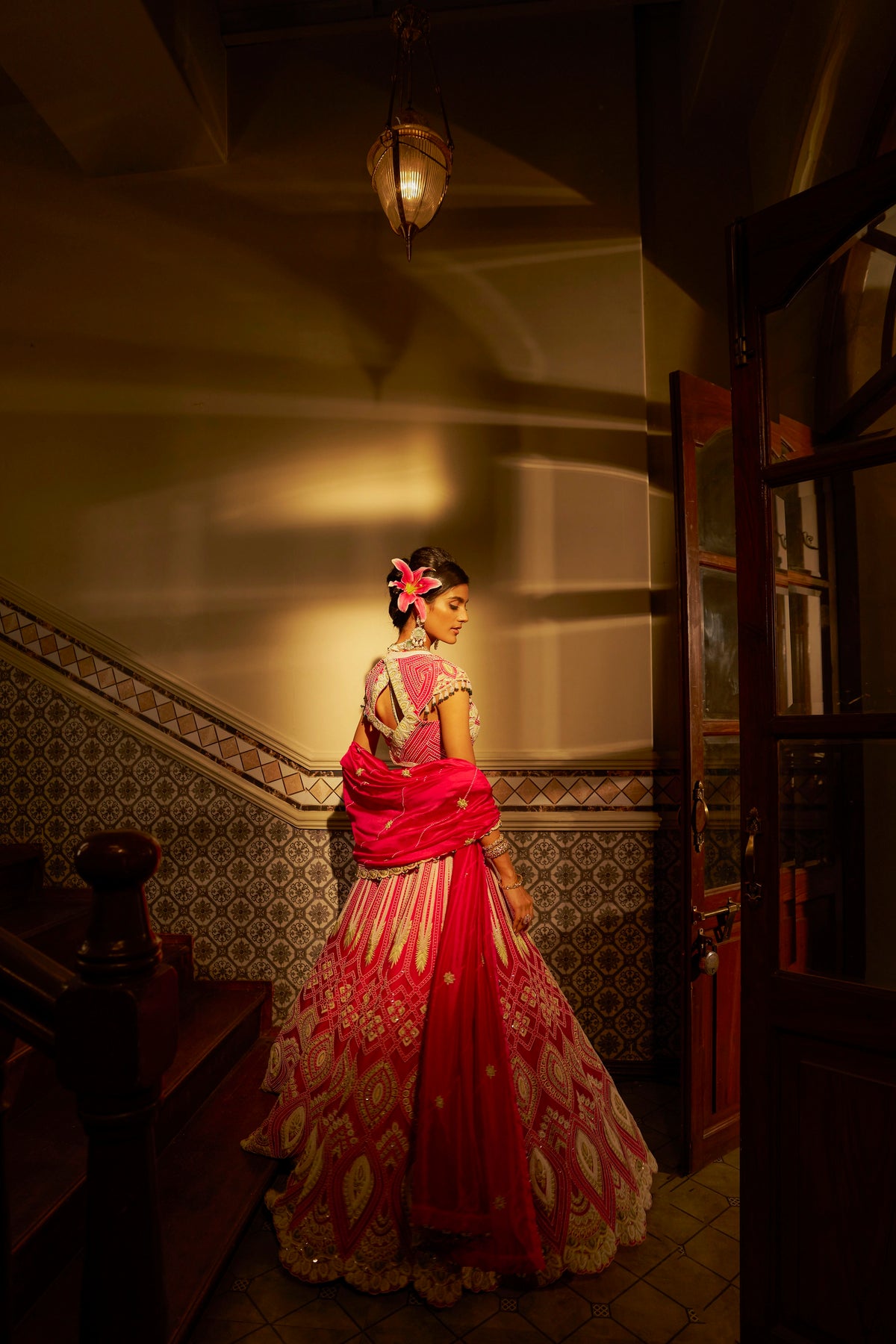 Fuchsia Pink Shadow Work Lehenga Set