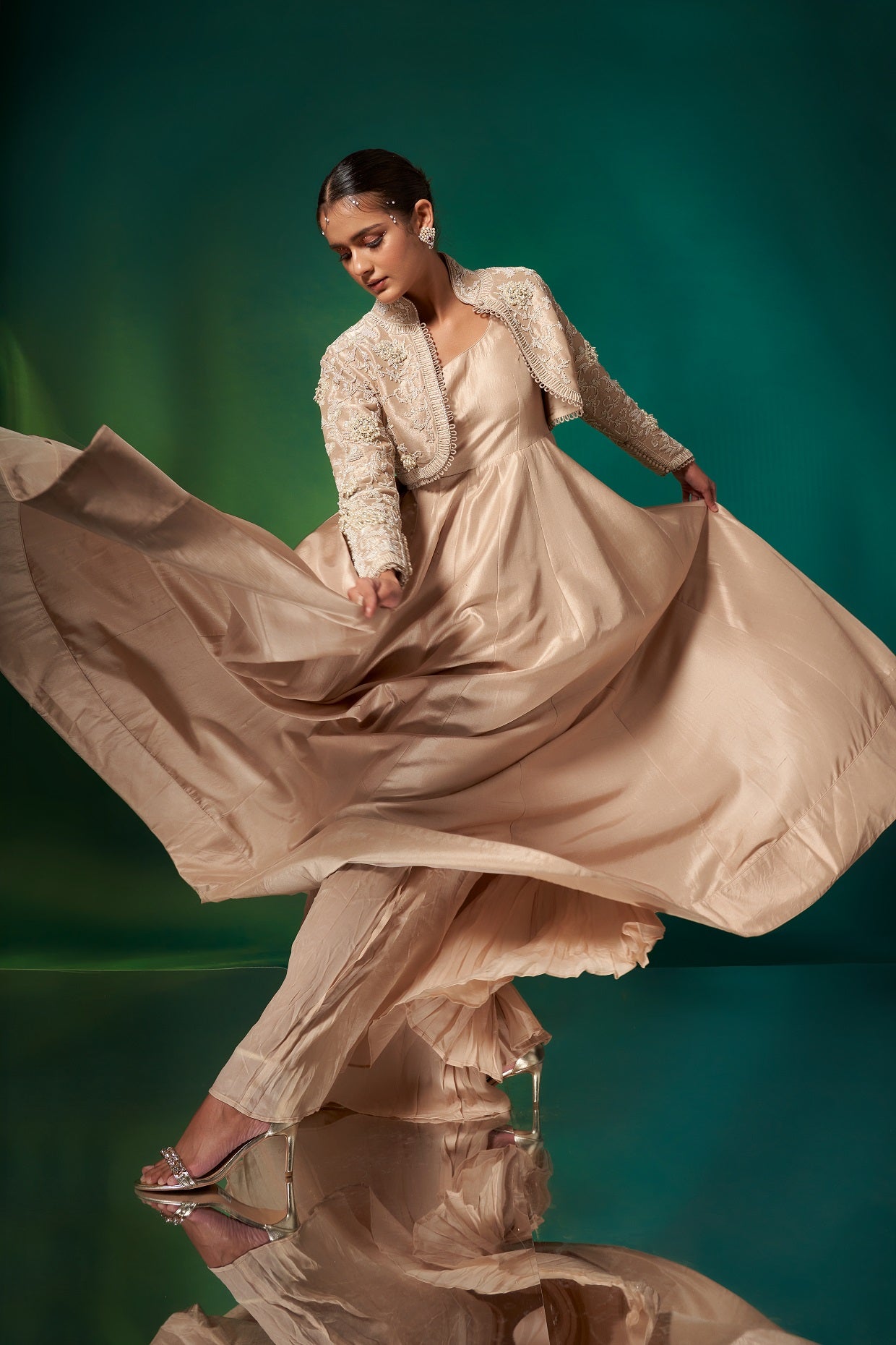 short jacket anarkali dress Simple Anarkali With Short Jacket