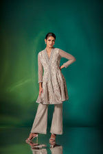 Gray French Knots Peplum Set