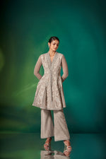 Gray French Knots Peplum Set