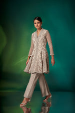 Gray French Knots Peplum Set