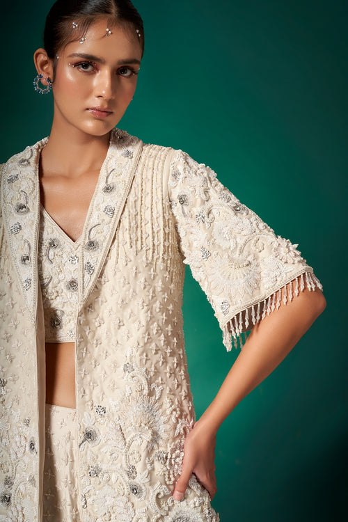 Ivory Lapel Jacket Set