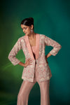 Coral Lapel Jacket Set