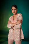 Coral Lapel Jacket Set