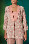Coral Lapel Jacket Set