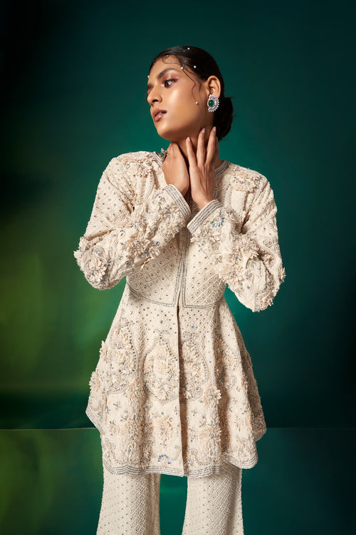 Ivory Applique Peplum Set